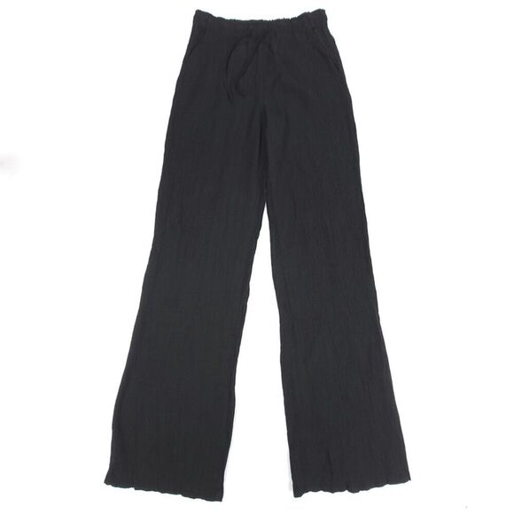 ZARA Crinkled Wide Leg High Rise Drawstring Beachy Pant Clean Girl Minimal Black - Picture 1 of 6